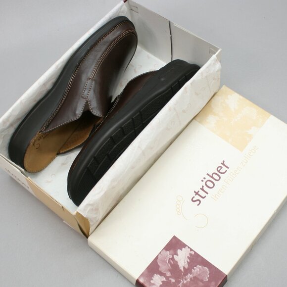 Ströber 8.5 UK Mens 10 US Mules Brown Leather Slides Strober House Shoes Germany main image 9